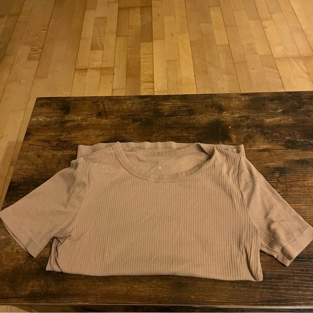 Tan Ribbed Tee